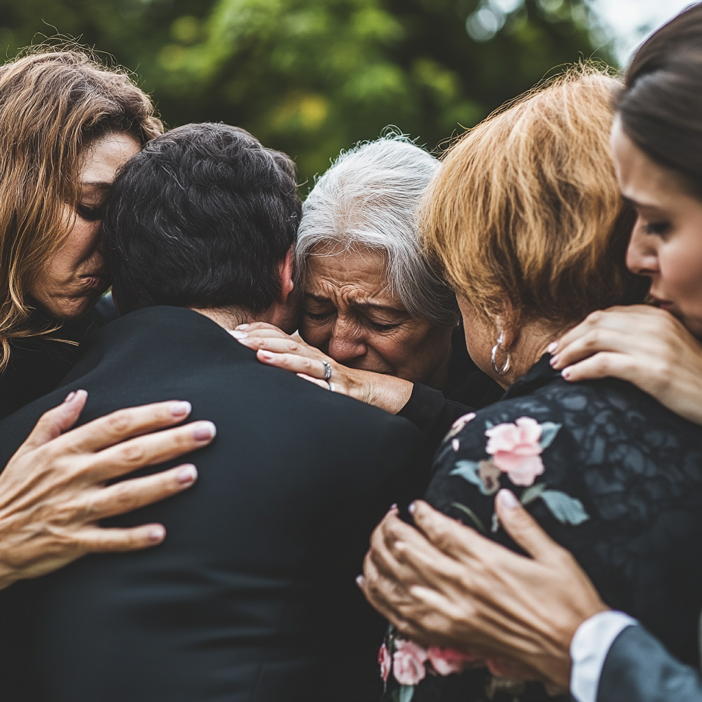 Family hugging, huddled, grieving the loss of a loved one together - Real Stories: Families Who Benefited from Life Insurance Assignments
